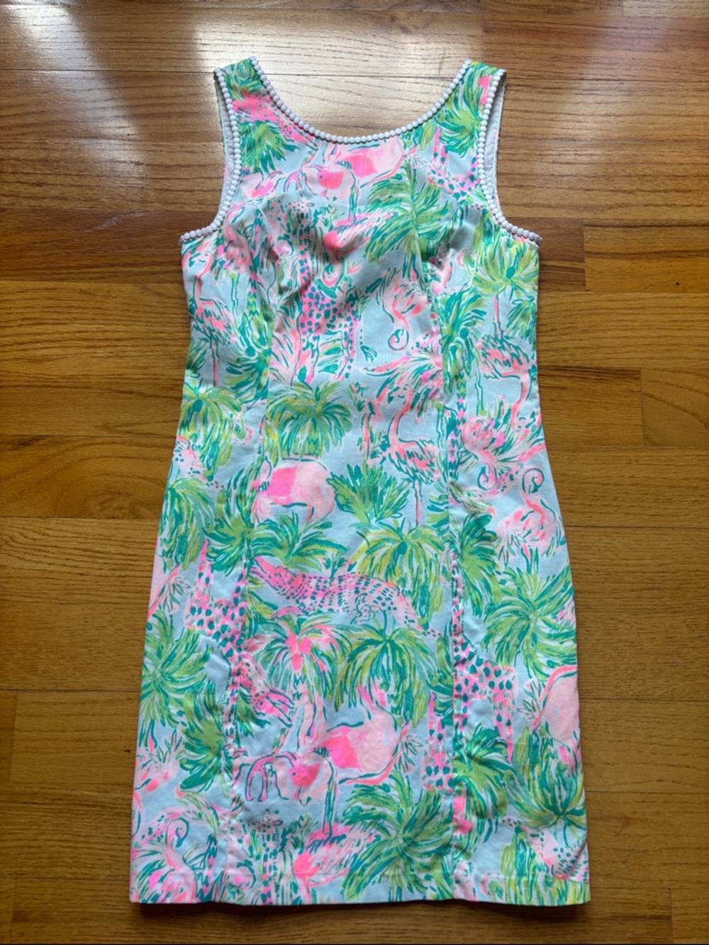 Lilly Pulitzer Mila Shift Size 0 Print Shift Dress in Pink & Green Animal Print